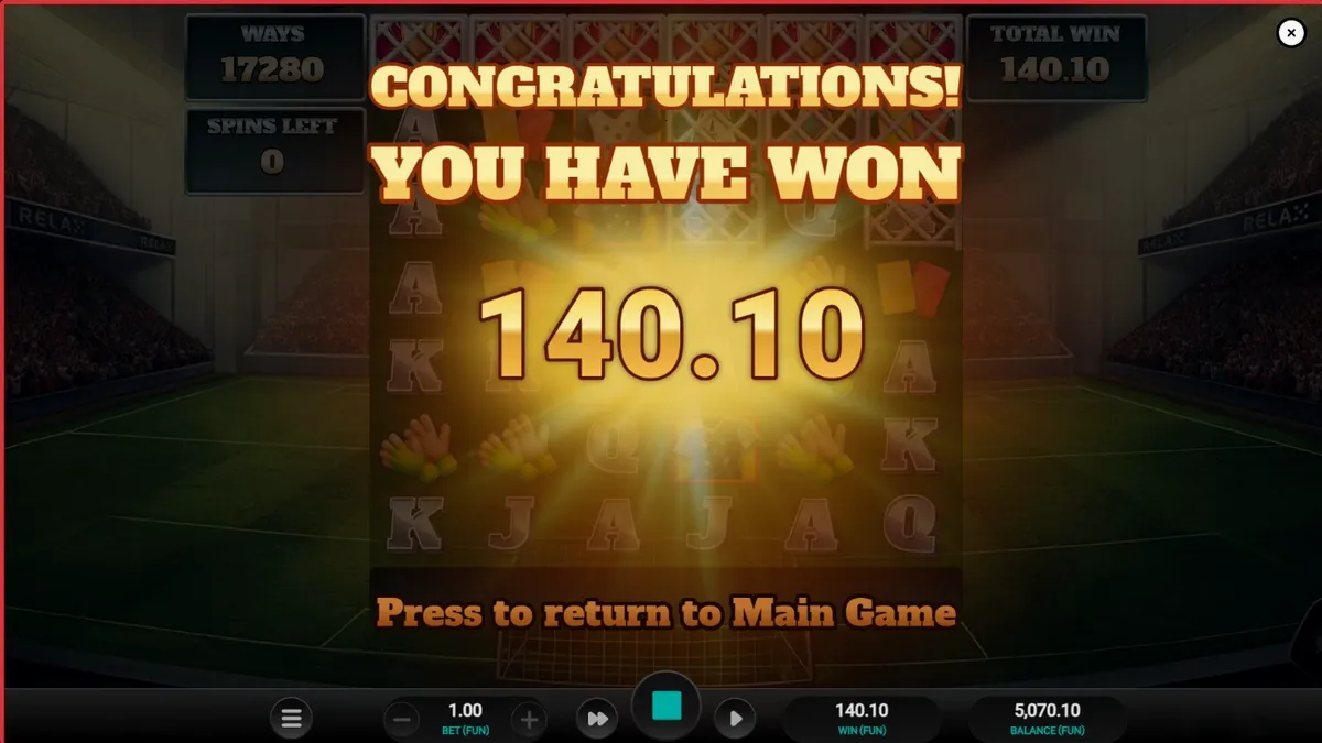 Interface do jogo World Class Kick Off Dream Drop com tema de futebol retro